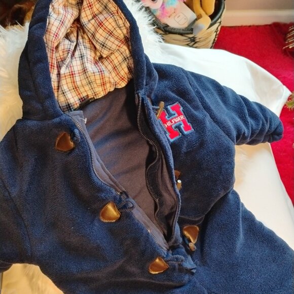Tommy Hilfiger Navy Fleece Hooded One-Piece Snowsuit – Baby 24 Months - Picture 3 of 5
